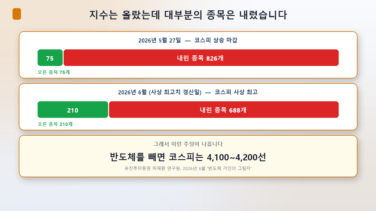 지수는 상승했지만 하락 종목이 압도적으로 많았던 날들