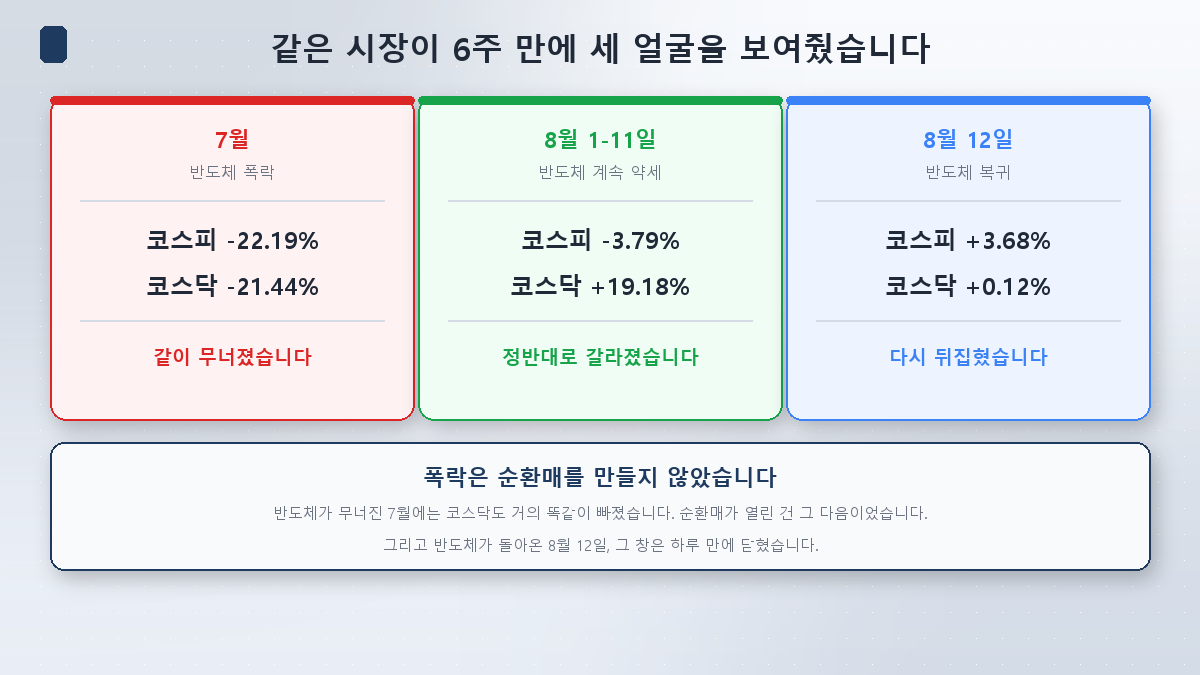7월 동반 하락, 8월 초 디커플링, 8월 12일 역전